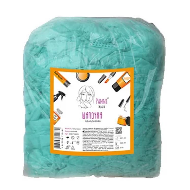 Шапочка медична на подвійній резинці Panni Mlada м'ятний, 100 шт. — фото 1