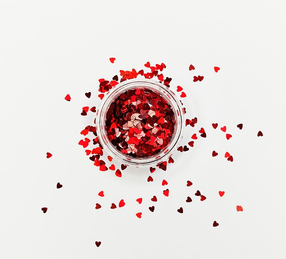 Глітер червоні серця в баночці — фото 1