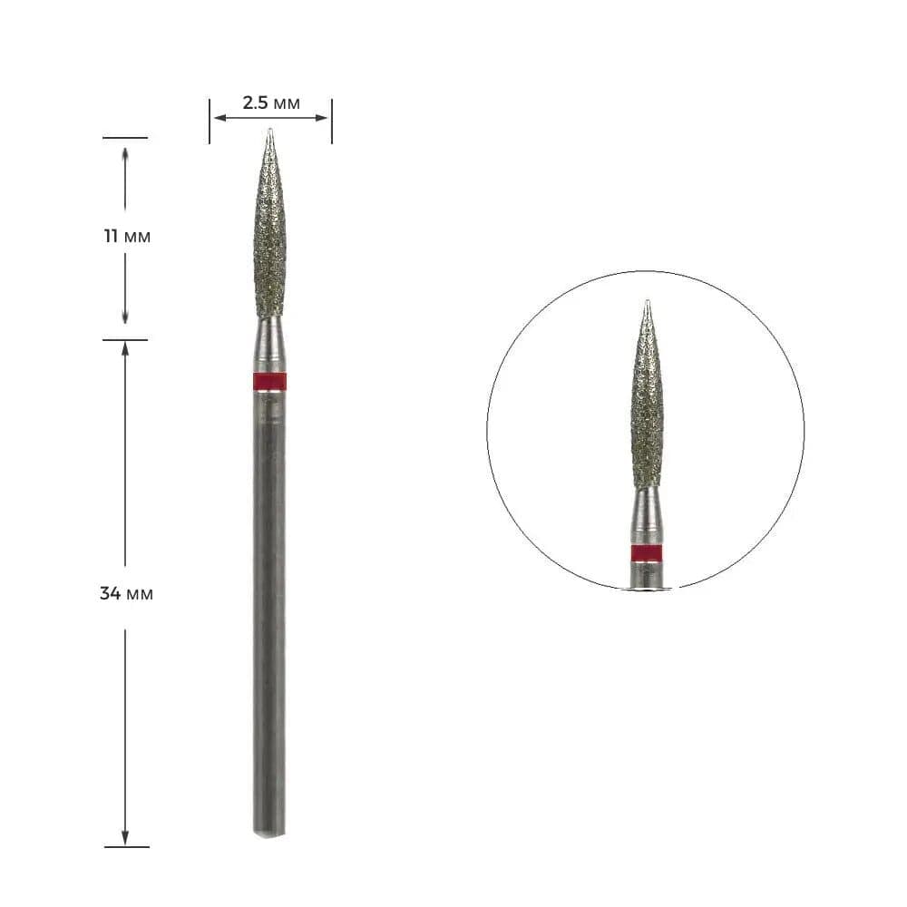 Фреза алмазна Shine Luxury полум'я, червона насічка 243L-025R — фото 1