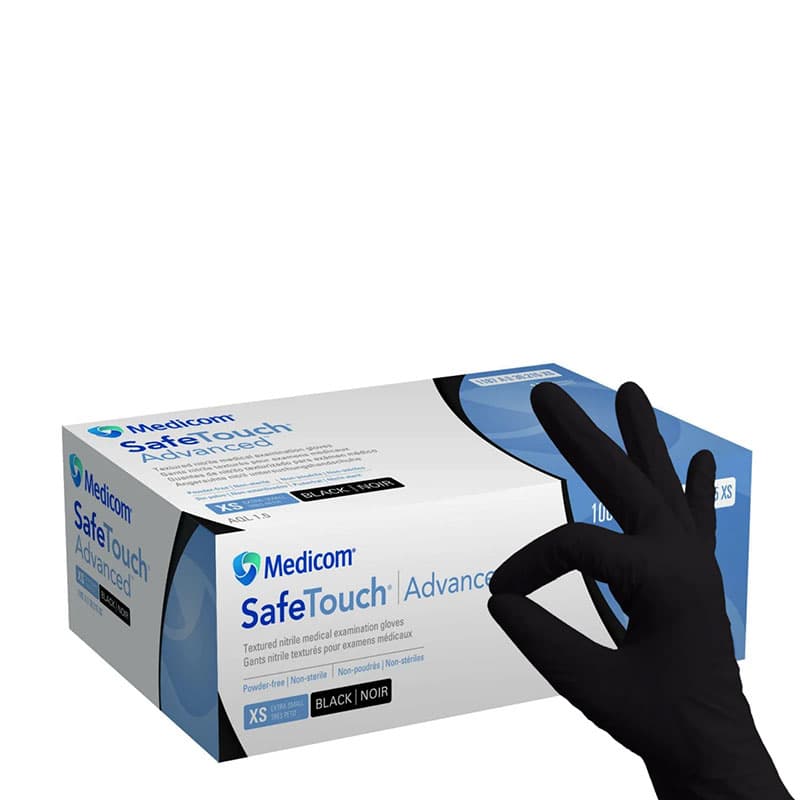Рукавички нітрилові Medicom Black (Чорні), XS — фото 1