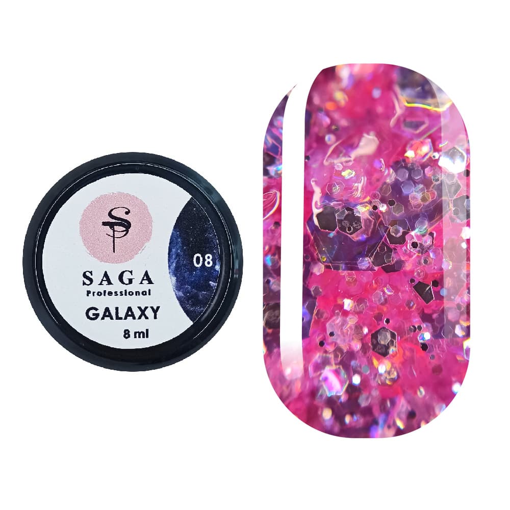 Гель Saga Professional Galaxy Glitter №8, 8 мл — фото 1