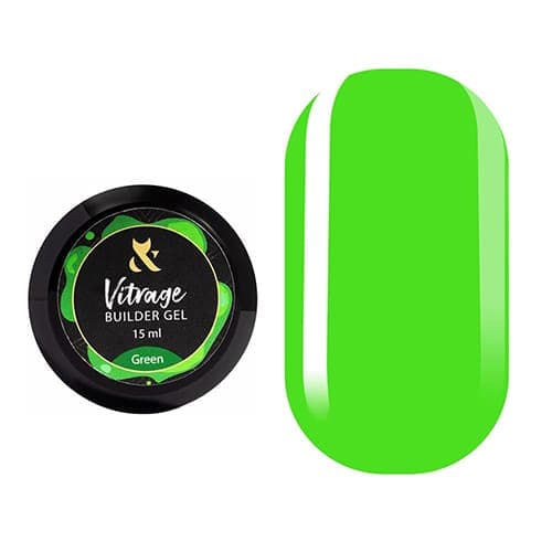 Гель витражный F.O.X Builder gel, Green, 15 ml — фото 1