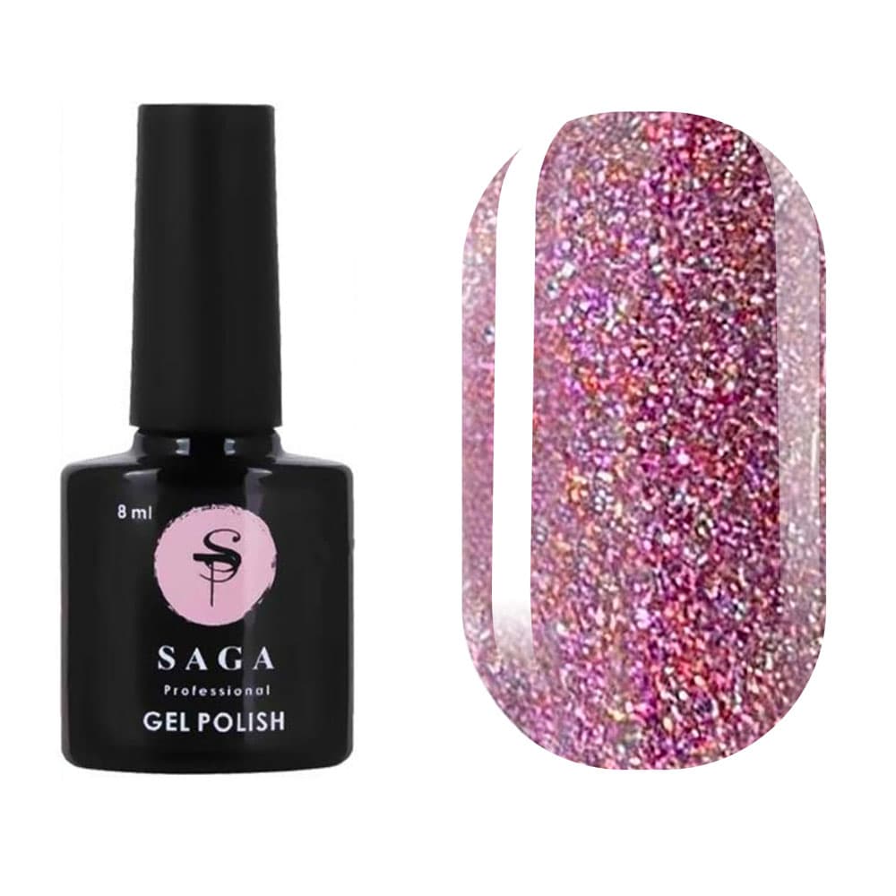 Гель-лак Saga Professional Fiery gel № 10 розовый светоотражающий, 9 мл — фото 1