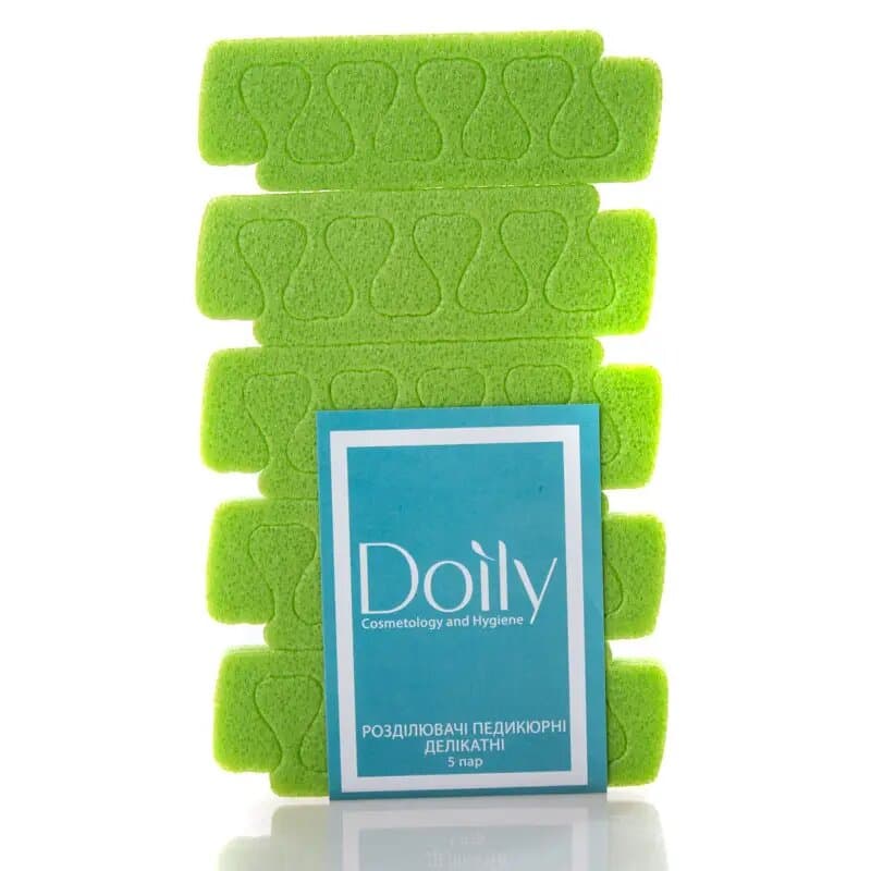 Розпірки педикюрні делікатні Doily 5 пар, лайм — фото 1