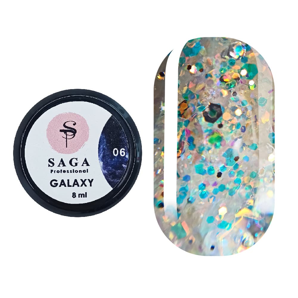 Гель Saga Professional Galaxy Glitter №6, 8 мл — фото 1