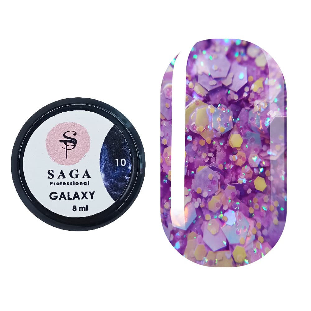 Гель Saga Professional Galaxy Glitter №10, 8 мл — фото 1