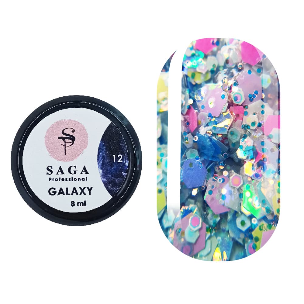 Гель Saga Professional Galaxy Glitter №12, 8 мл — фото 1