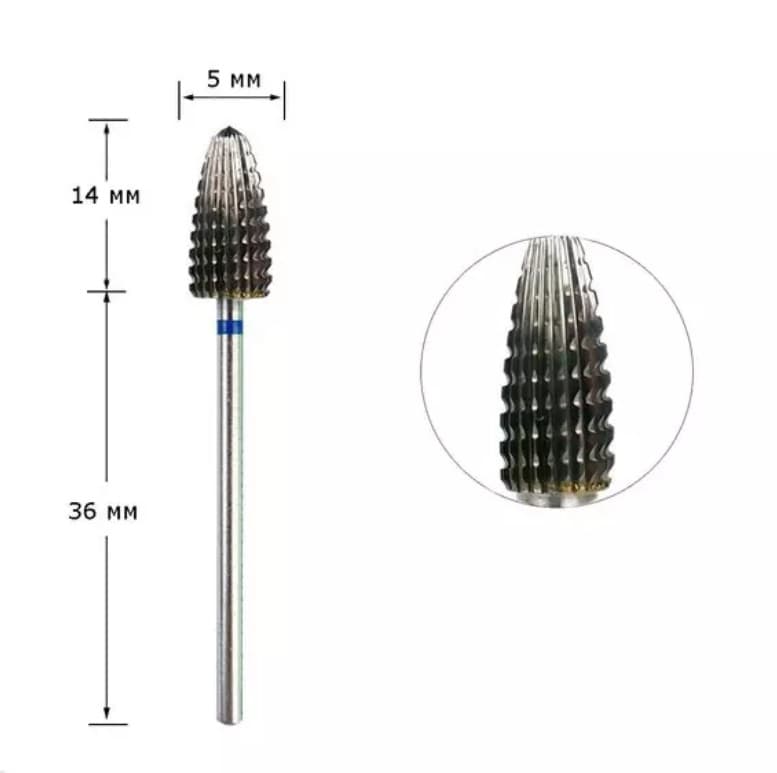 Фреза твердосплавна "кукурудза" з синім насіканням 110642, 1 шт — фото 1