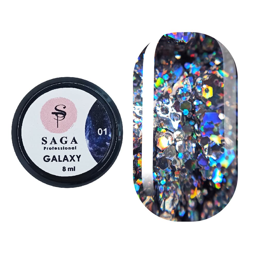Гель Saga Professional Galaxy Glitter №1, 8 мл — фото 1