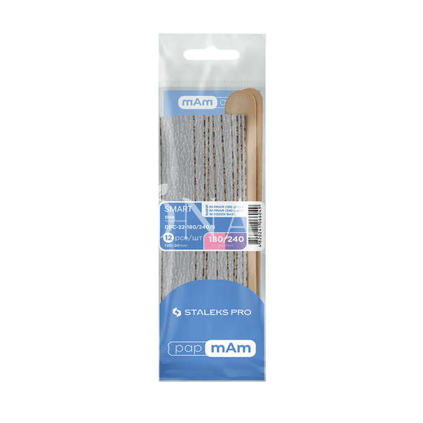 Змінні файли papmAm Staleks Smart 22 180 грит (5 шт), 240 грит (5 шт) та дерев'яна основа (2 шт) — фото 1