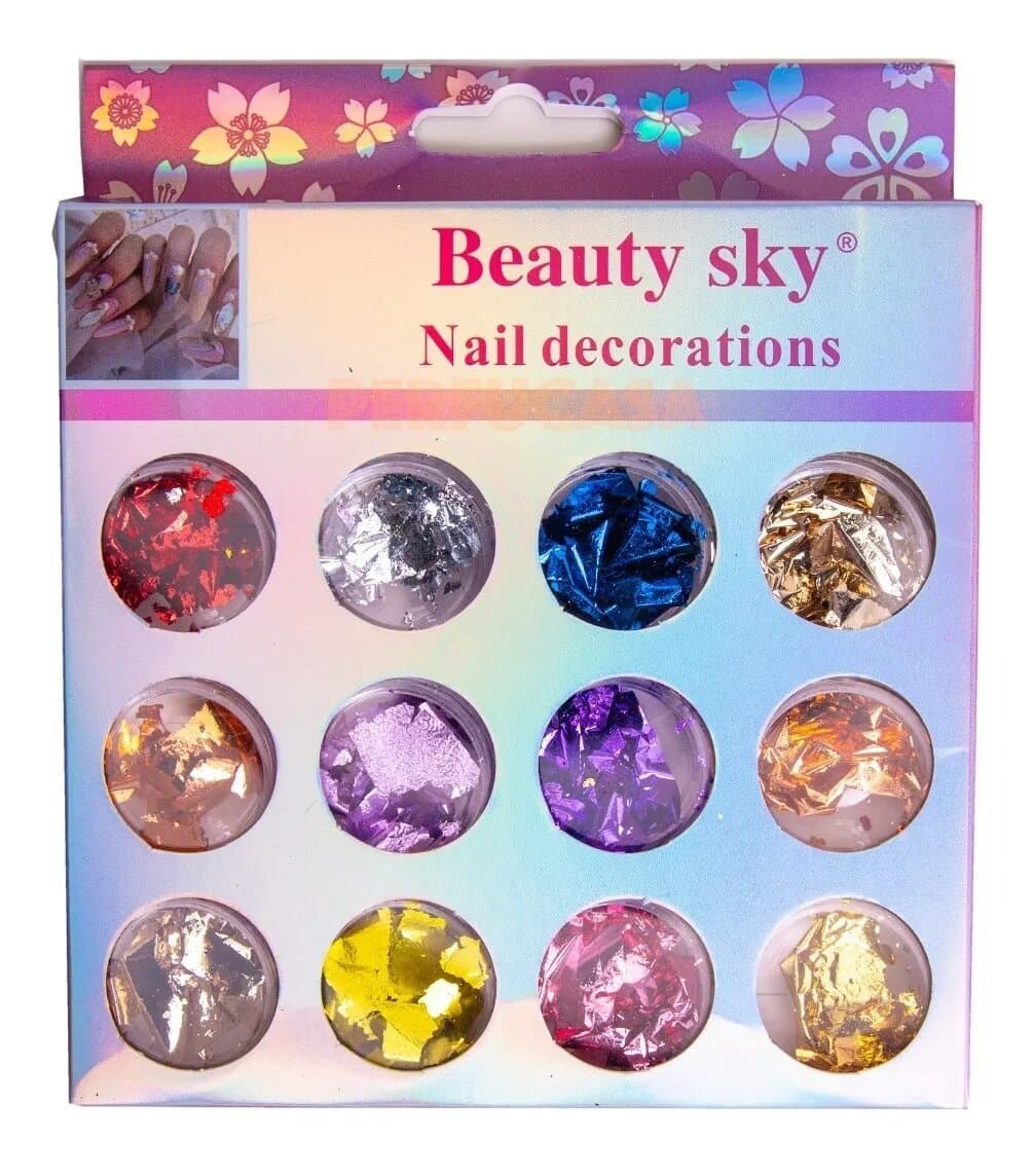 Набір фольги сусальне золото, 12 кольорів, асортимент. — фото 1