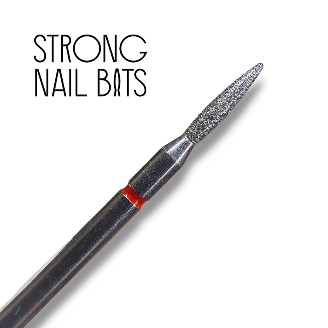 Фреза алмазна Strong nail bits PREMIUM полум'я червоне, 0,18 мм — фото 1