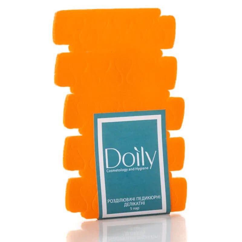 Розпірки педикюрні делікатні Doily 5 пар, помаранчеві — фото 1